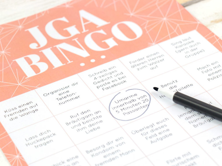 JGA BINGO - Spiel für den Junggesellinnenabschied